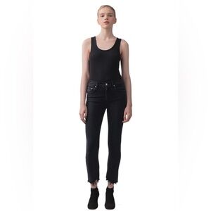Agolde Toni Mid Rise Straight Jeans in Feral Black 28